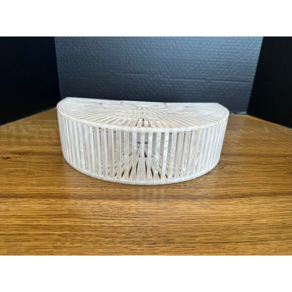 NIB CULT GAIA Acrylic Ark Small Clutch Handbag Pearl White Dustbag Card - Picture 12 of 13